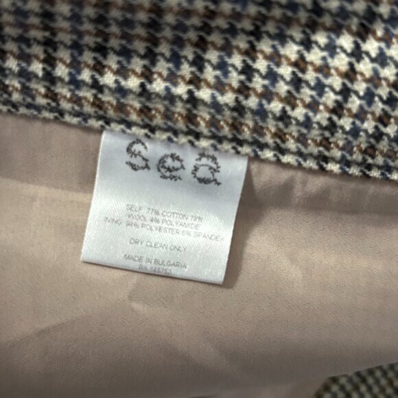 Sea New York Houndstooth Wide Leg Cuffed Cropped Trouser Pants Wool Blend - Picture 10 of 14